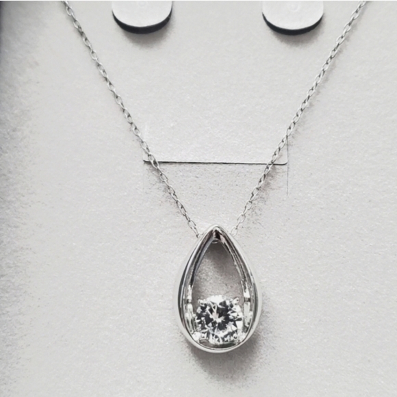 6.0mm Lab-Created White Sapphire Teardrop Pendant in Sterling Silver (J004) - Picture 2 of 4